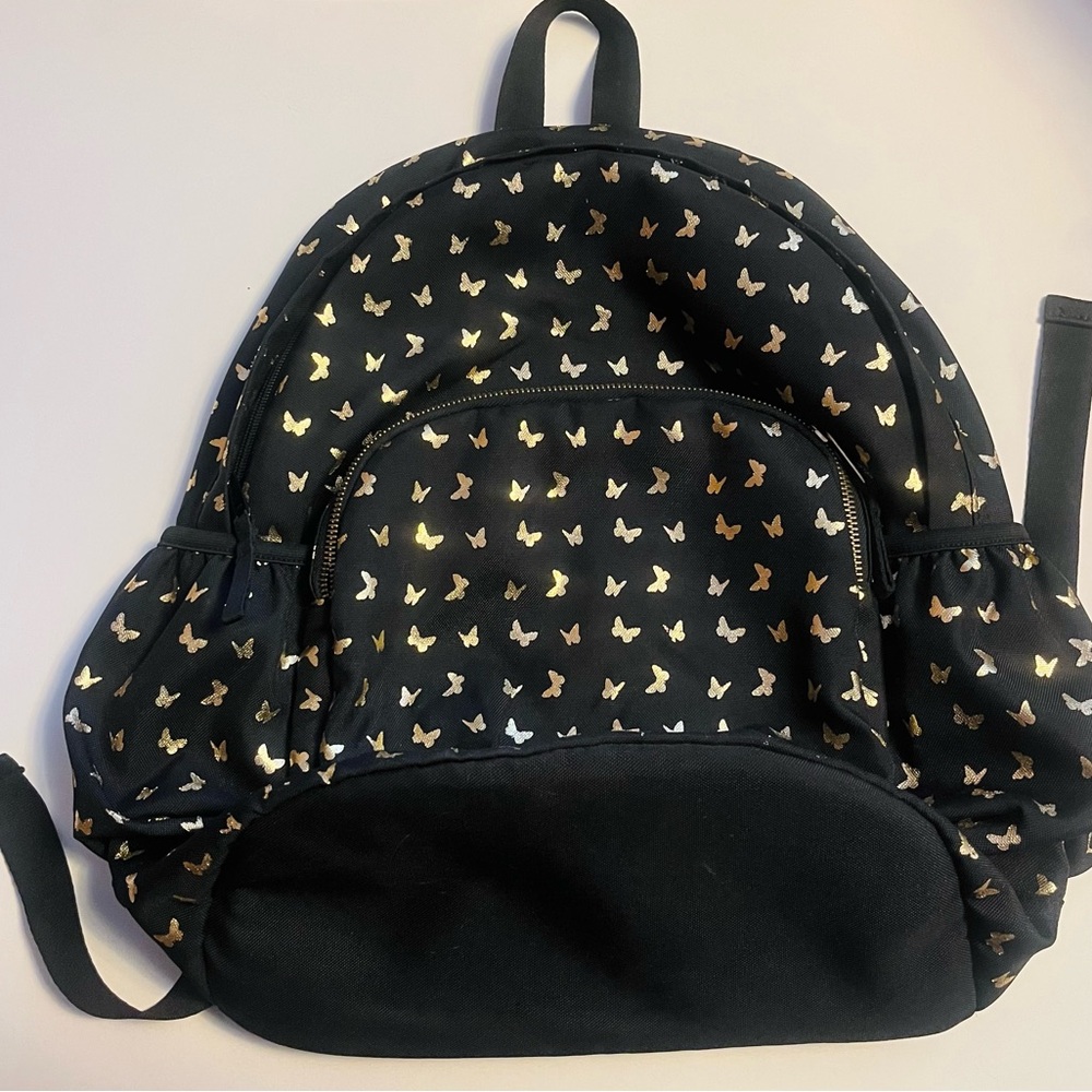 Gap Black Backpack with Gold Butterfly Print
